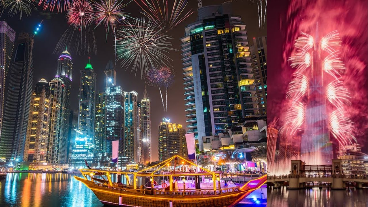 Dubai Fireworks 2024|Reba Uko UAE Yakira Umwaka Mushya|Inyubako Ndende Kw'Isi Burj Khalifa Iraka 🎆