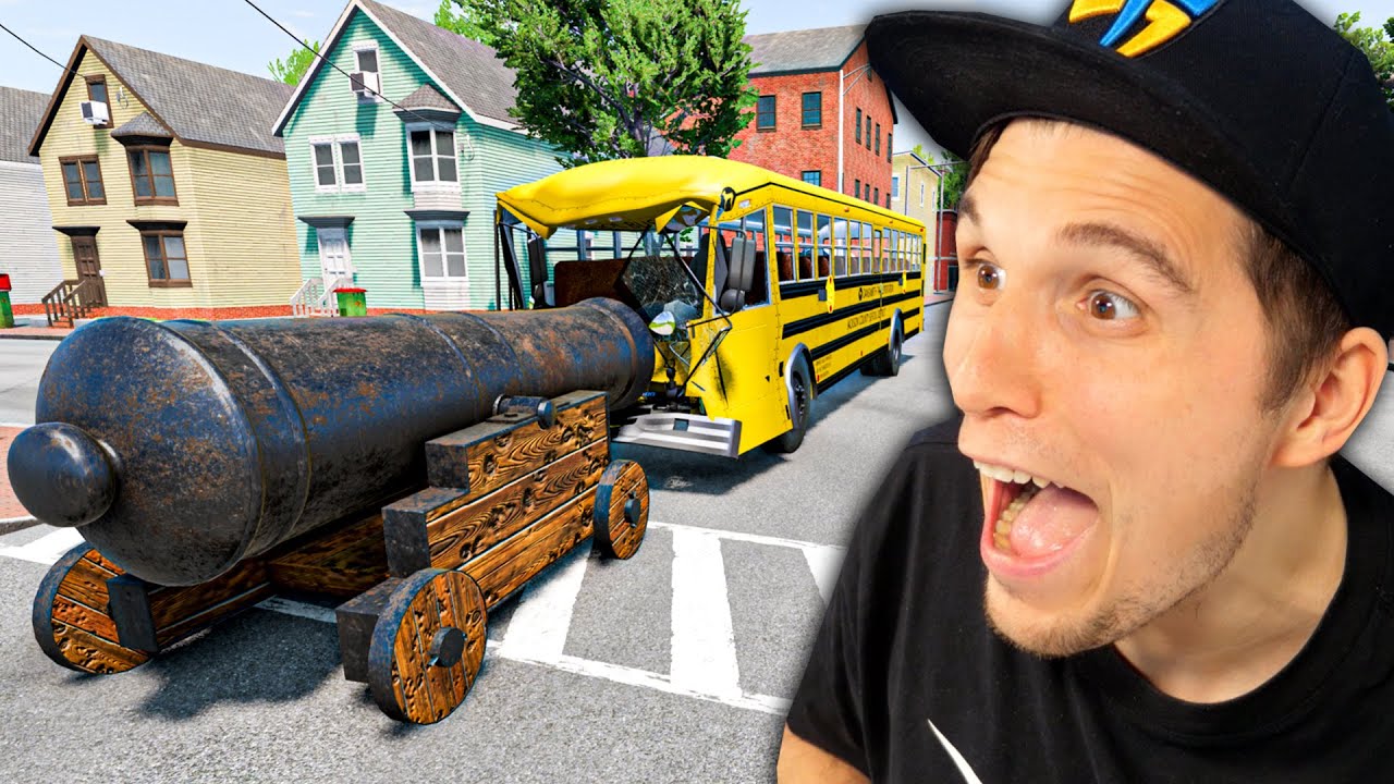 Ich beschie&szlig;e einen BUS mit einer riesigen KANONE | BeamNG