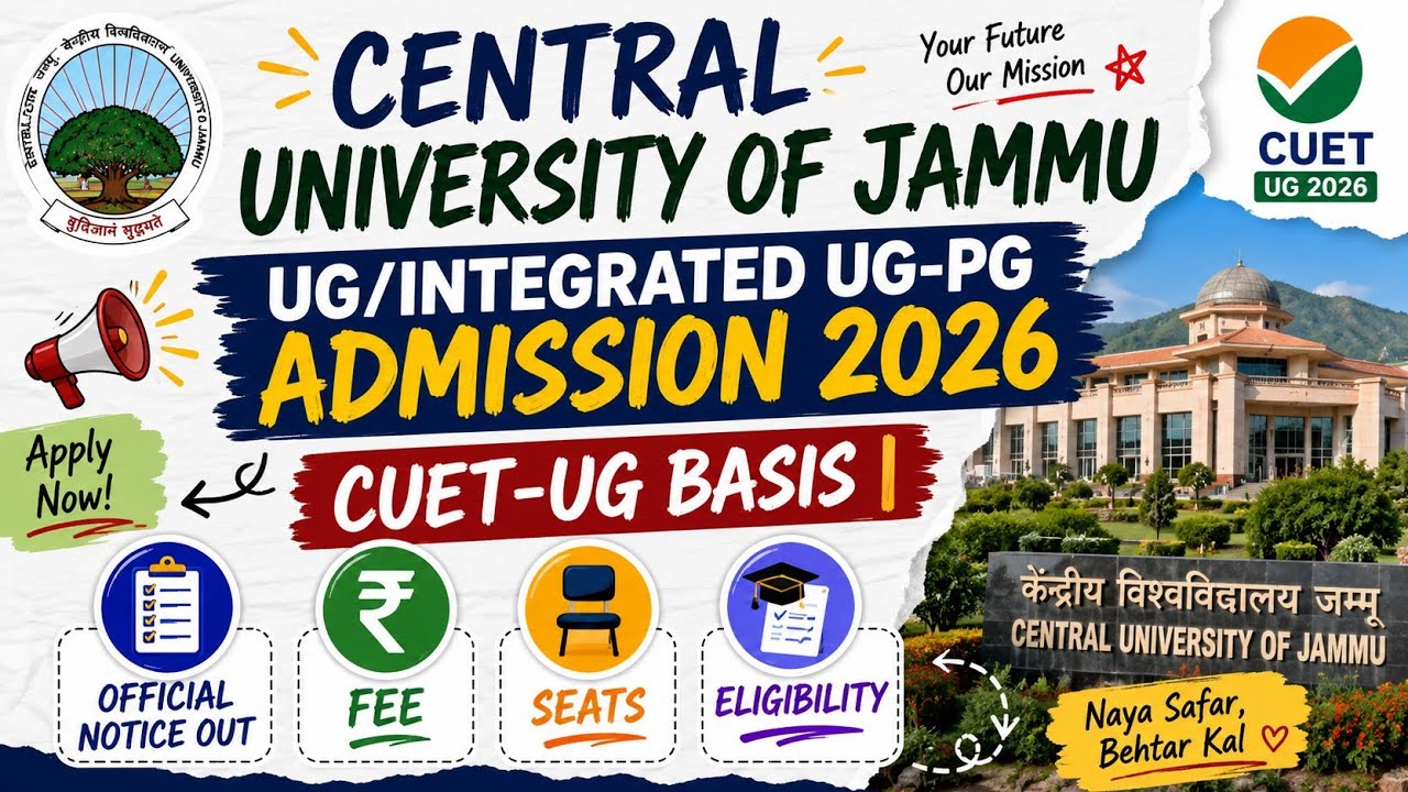 Central University of Jammu UG/Integrated UG-PG Admission 2026 | CUET-UG Based Registration Open |