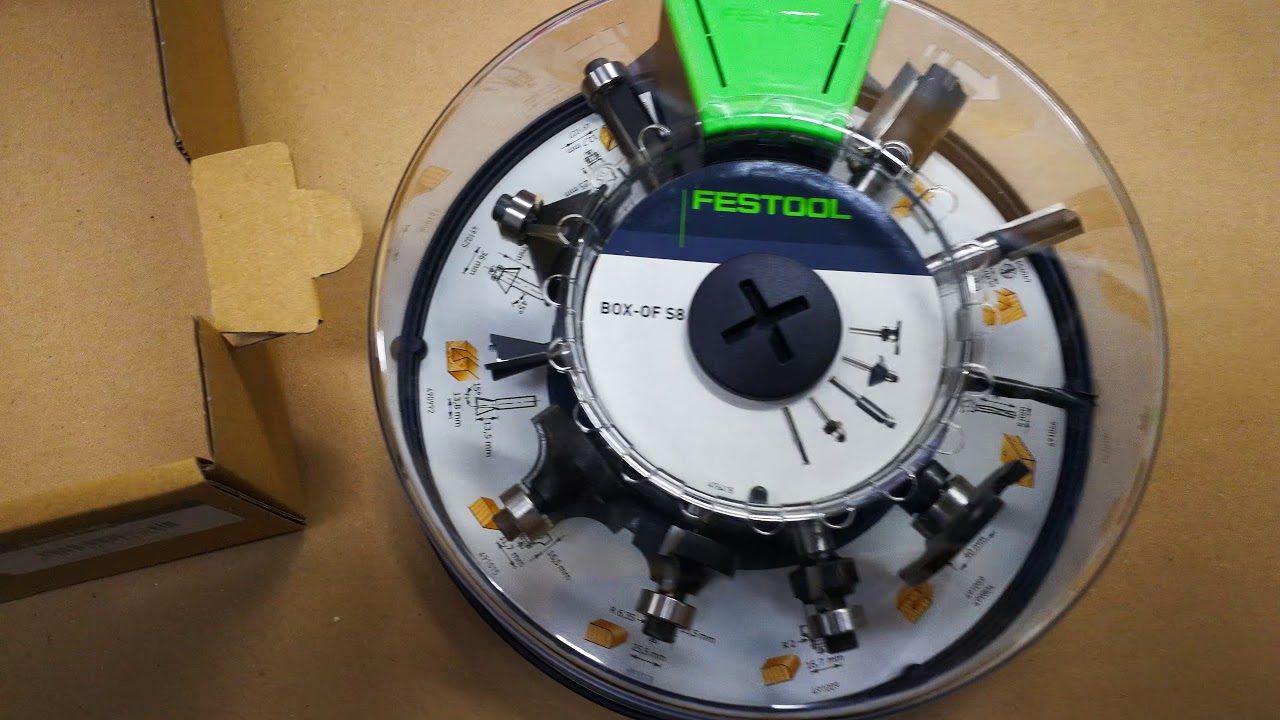 Unpacking / unboxing router bit box Festool Box-OF HW S8 Mix 498979