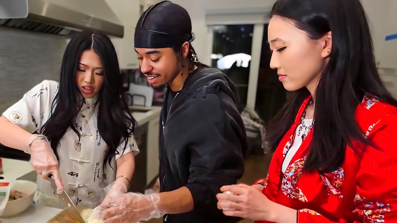 Cooking African Fufu  With Two Asian Girls..