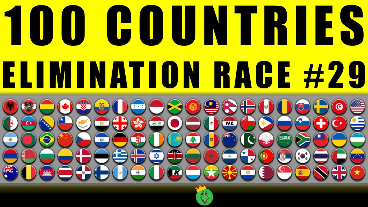 100 Countries Elimination Marble Race in Algodoo #29 \ Marble Race King