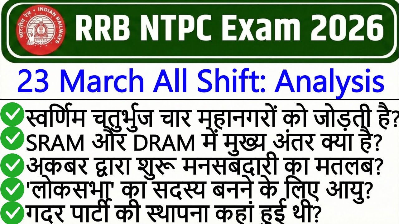 RRB NTPC Review All Shift 23 March 2026 | RRB NTPC Exam Analysis Today |RRB NTPC Exam Analysis 2026