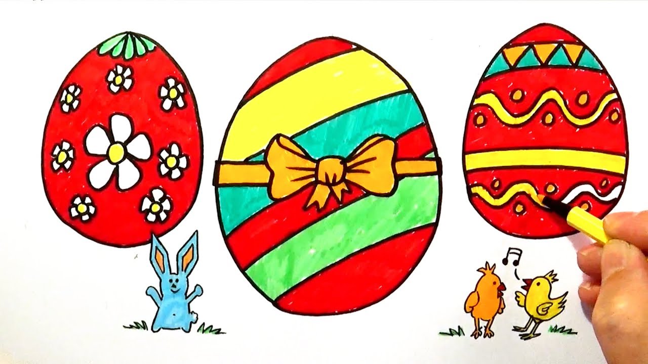 Easter Eggs - Coloring and Drawing for Children - Easy Fun Coloring