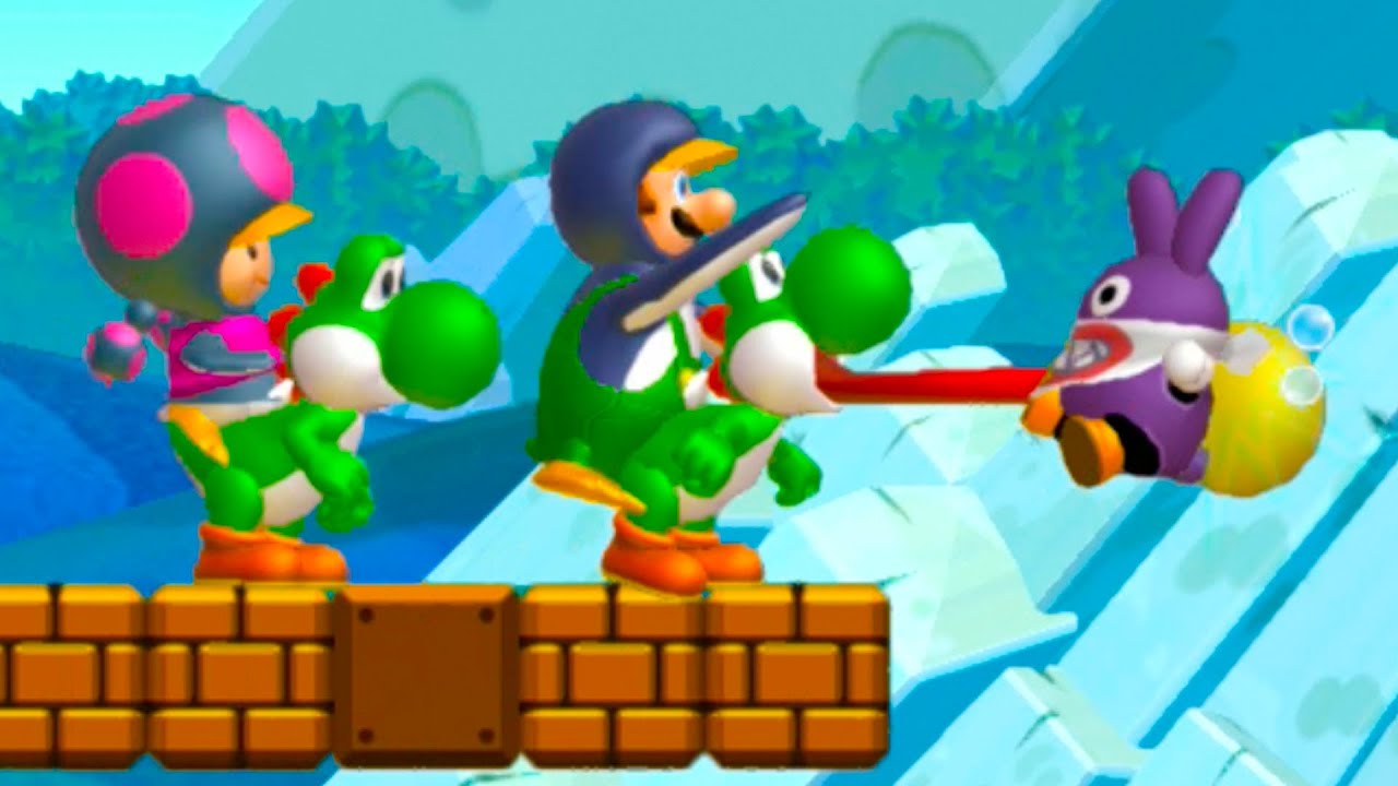 New Super Mario Bros. U Deluxe – 3 Players Walkthrough Co-Op Full Game (All Star Coins)