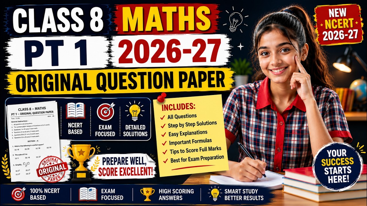 Class 8 Maths PT 1 2026 | Original Question Paper | CBSE 2026 | Ganita Prakash #helloadhyapak