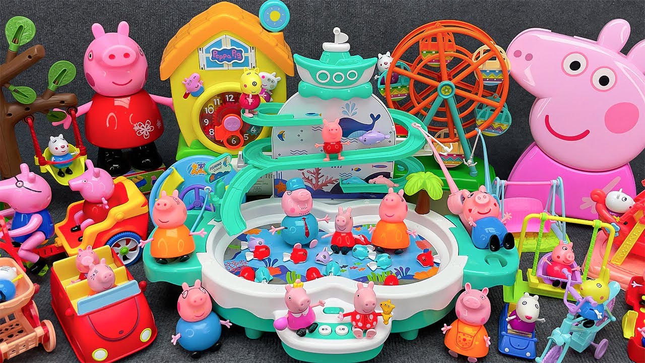 Peppa Pig Water Park Pool & Slide ASMR Toy Playset 🌈 Satisfying Unboxing With Boom ASMR Review Toys