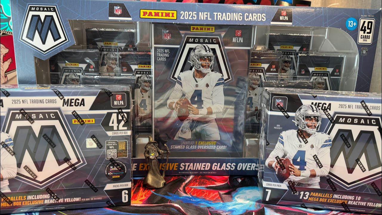 Super Bowl Mosaic Blowout part 2. 2025 Panini Mosaic Football 2 mega boxes and 1 Costco box.