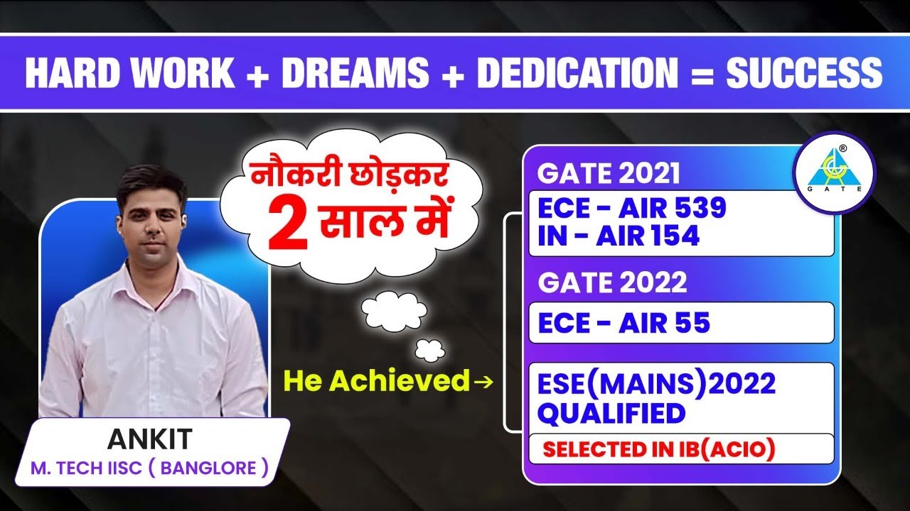 GATE 2022 - AIR 55 | ECE | Ankit Kumar Sinha selected in IB(ACIO), M-Tech IISC Banglore