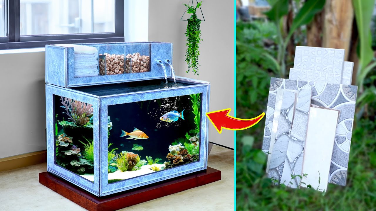 Creative and easy fish tank from ceramic tiles