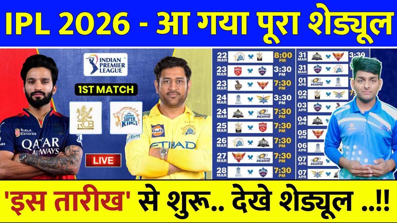 IPL 2026 Schedule & Time Table Announced | IPL 2026 Kab Se Start Hoga | IPL Schedule 2026