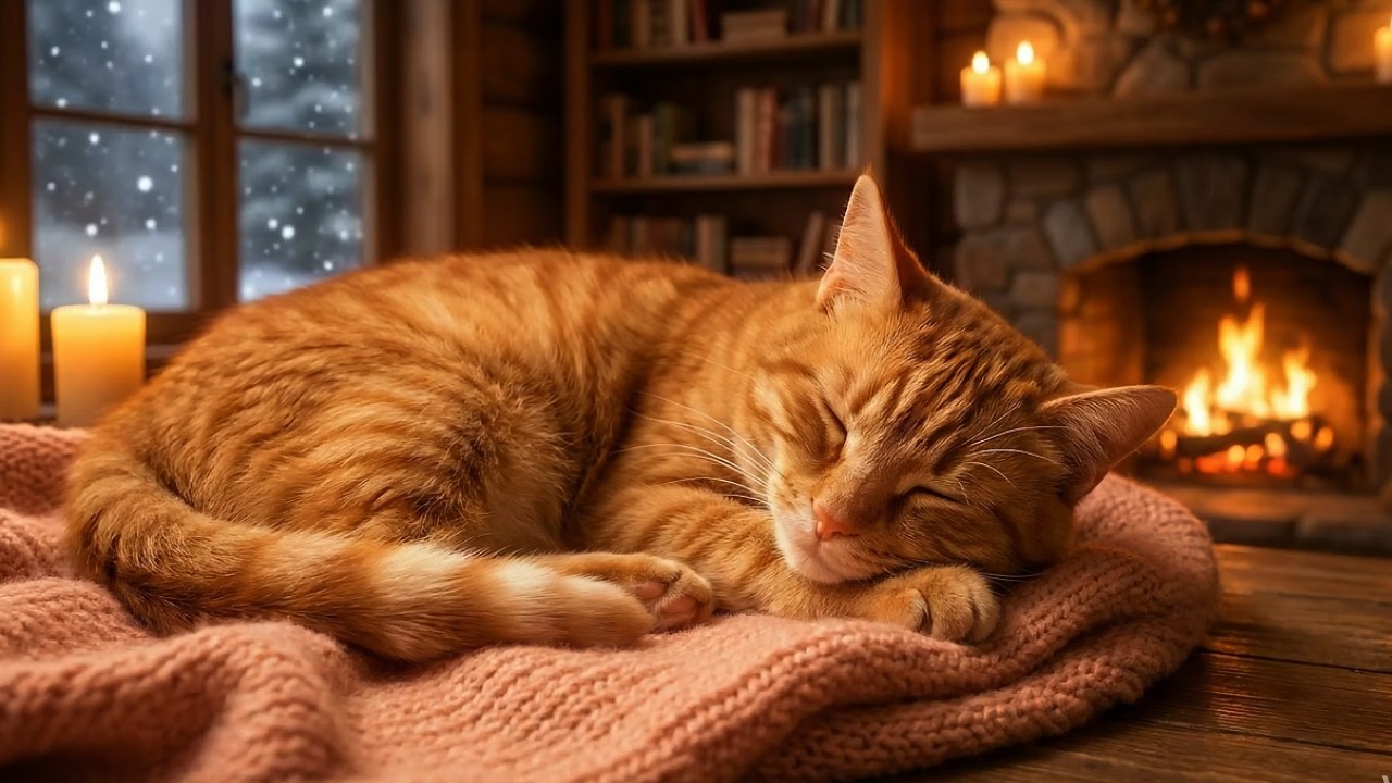 3 Hours Sleep Music for Cats 🐾 Pure Piano & Warm Hearth for Deep Relaxation