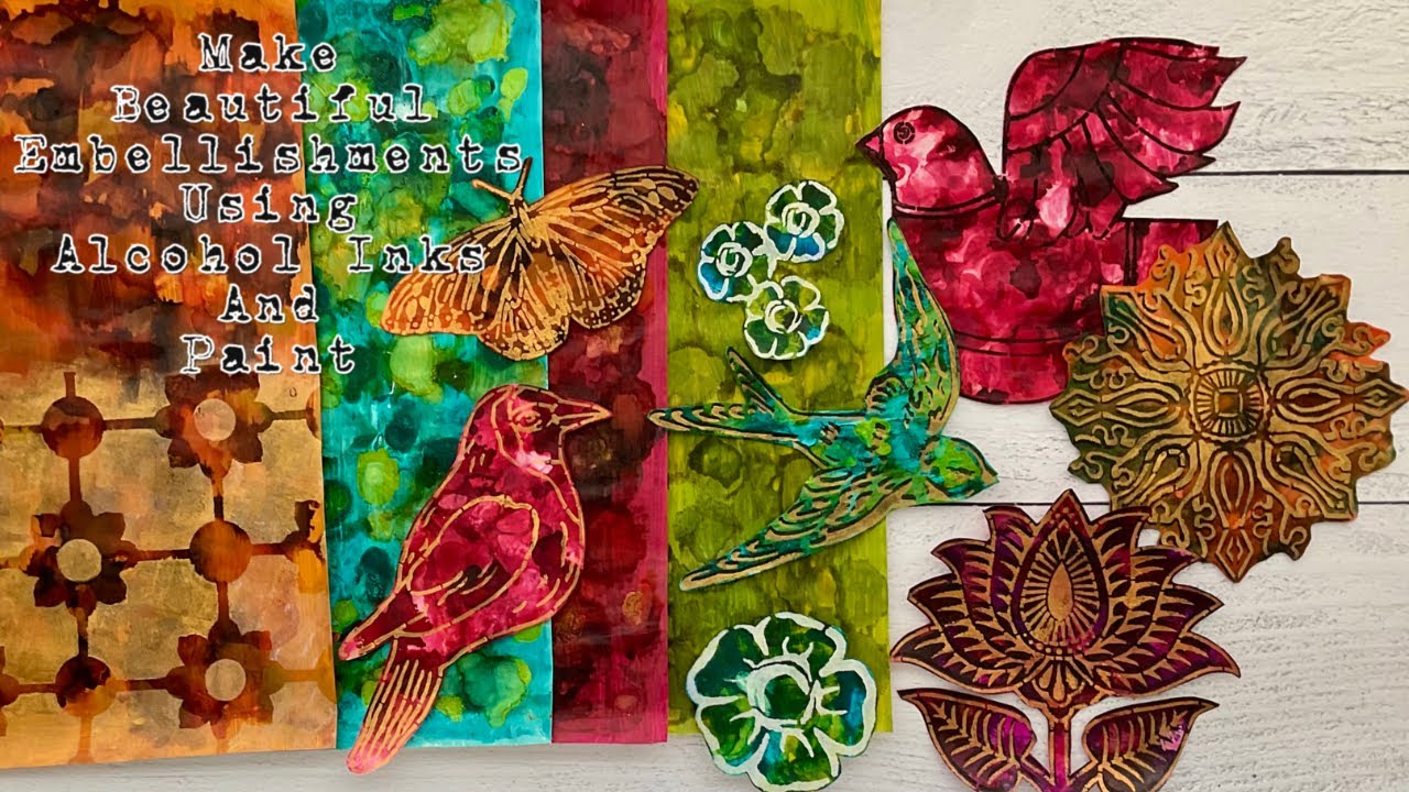 Making embellishments for art or junk journals using alcohol inks & paint