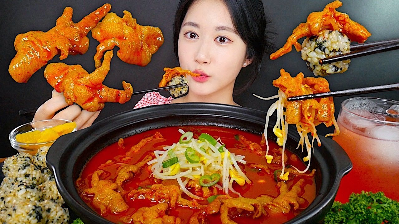 ASMR MUKBANG | ❤️‍🔥Острые Куриные Ножки С Рисовыми Шариками👊 | eating