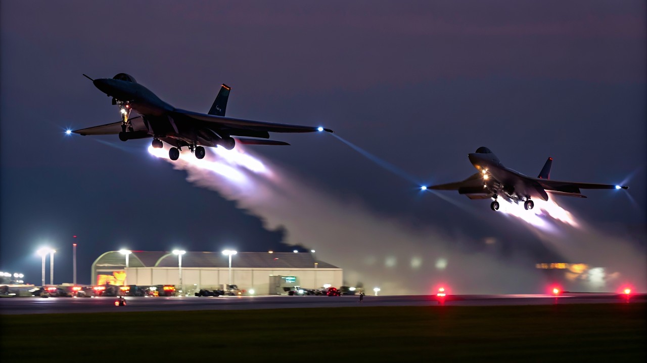 Midnight Alert! US Air Force B-1 Lancer Pilot Takes Off at Full Speed During Emergency