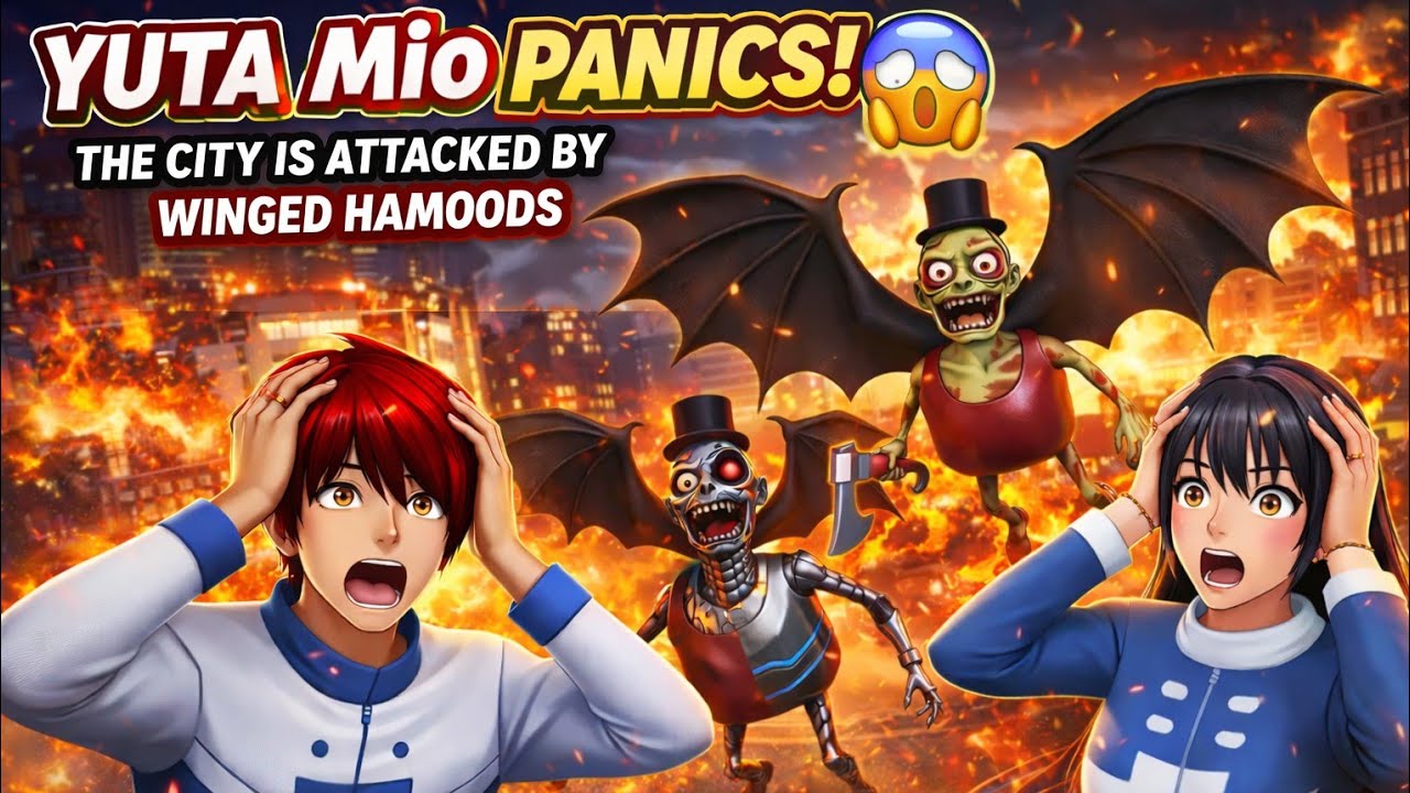 YUTA MIO PANICS! The City Is Attacked by Winged Hamoods 😱 #sakuraschoolsimulator 