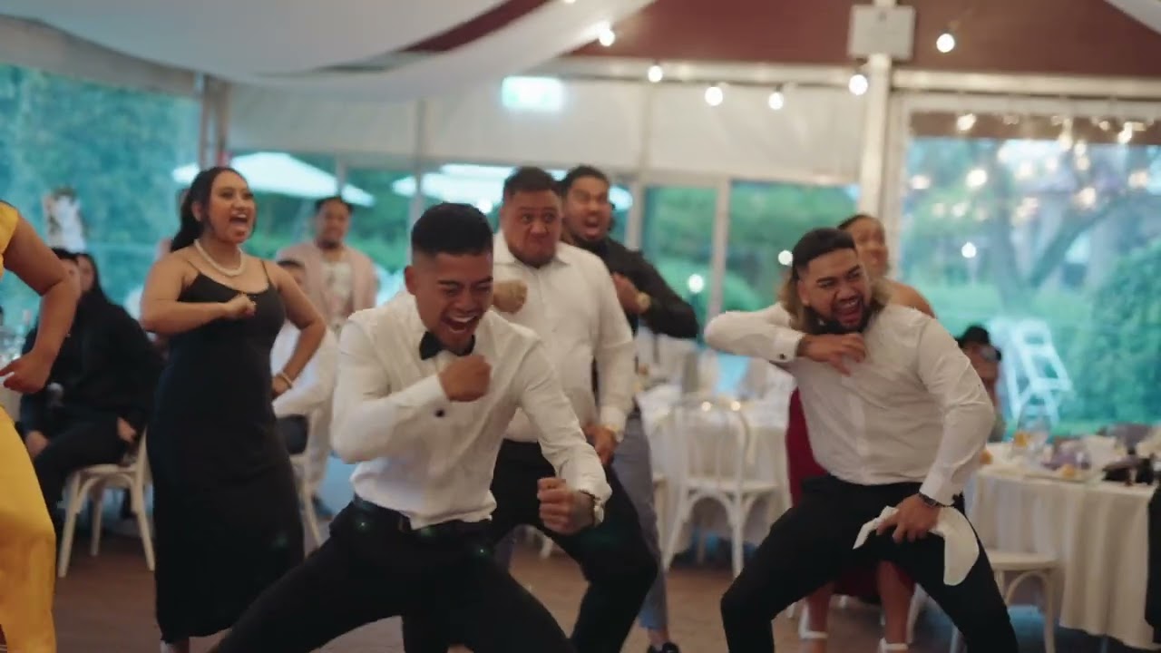Beautiful Haka from the groom's family at a Maori + Samoan Wedding