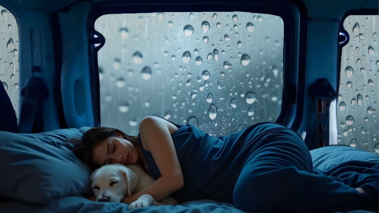 Stop Overthinking Tonight with Heavy Rain and Thunder Over the Car During a Storm
