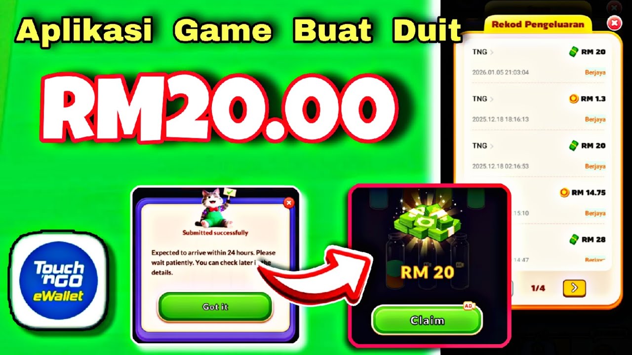 apps game buat duit tng ewallet di malaysia 2026 !! Tebus RM20