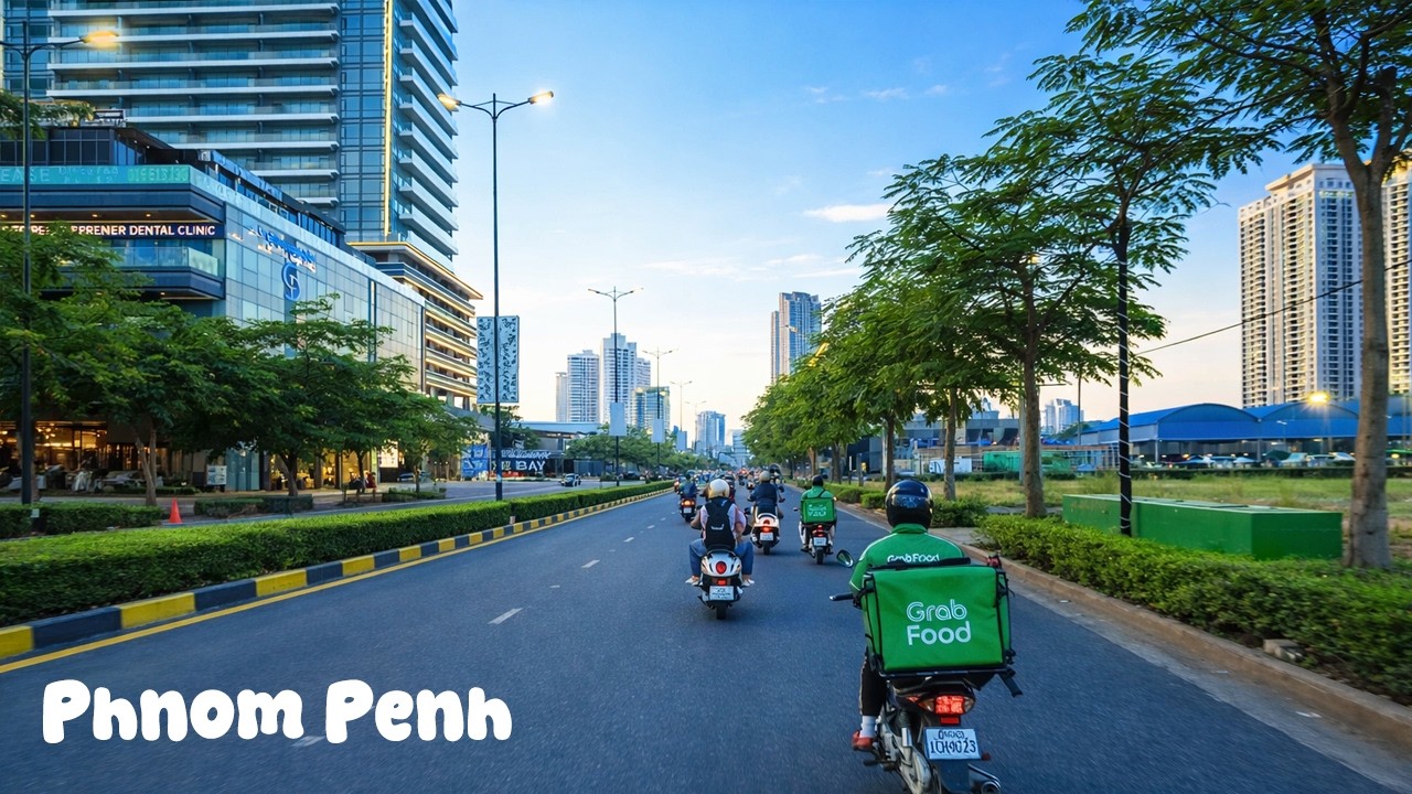 In the evening, transportation and people's travel in Phnum Penh are very busy ​2026