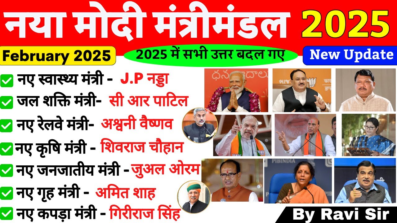 मोदी मंत्रीमंडल 2025 New Update | Modi Mantrimandal 2025 | Modi Cabinet Ministers 2025