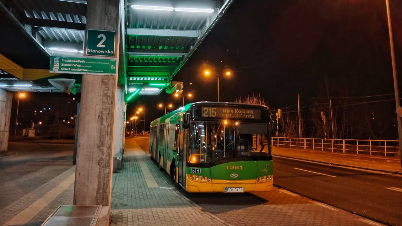 MPK Poznań Linia 215 kierunek Wiry/Kościół(kurs wydłużony).Solaris Urbino 18lll.