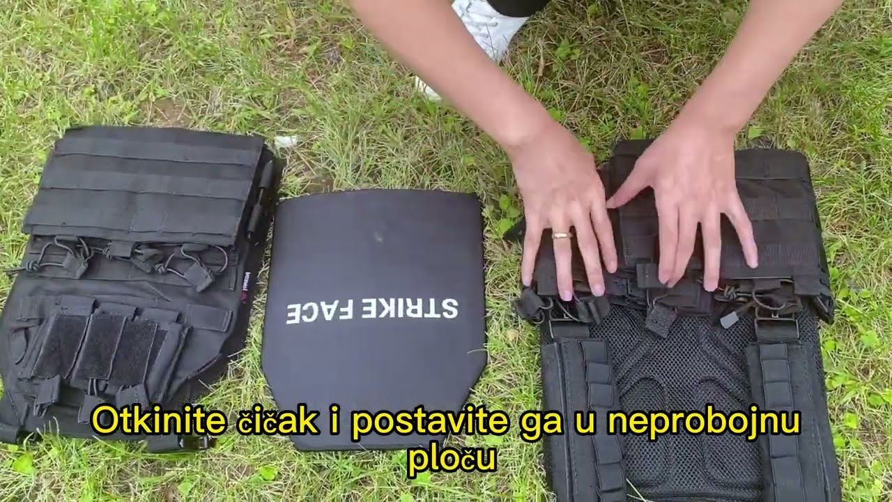 Vanjski taktički prsluk s brzim otpuštanjem i IIIA neprobojnom pločom za prsa, video za instalaciju