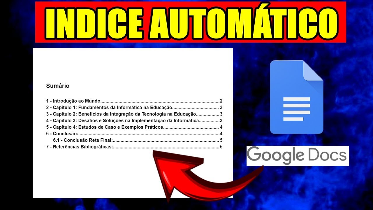 Indice Autom&aacute;tico no Google Docs