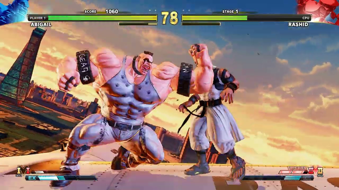 ABIGAIL VS RASHID  (HARDEST AI ) - Street Fighter V  PC GAMEPLAY