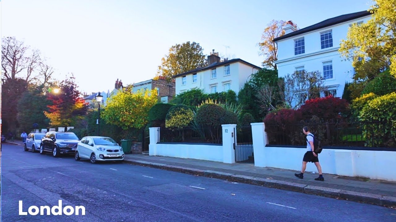 Autumn Sunny Walk | Belsize  Park to Beautiful Hampstead Heath | London Walking Tour 4K