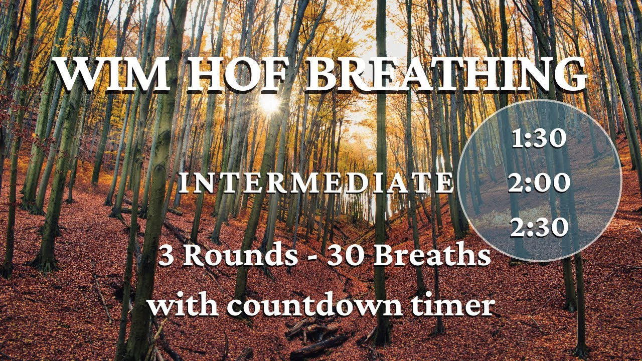 Wim Hof Breathing Technique | 3 Rounds | Intermediate | With Countdown Timer | No Talking