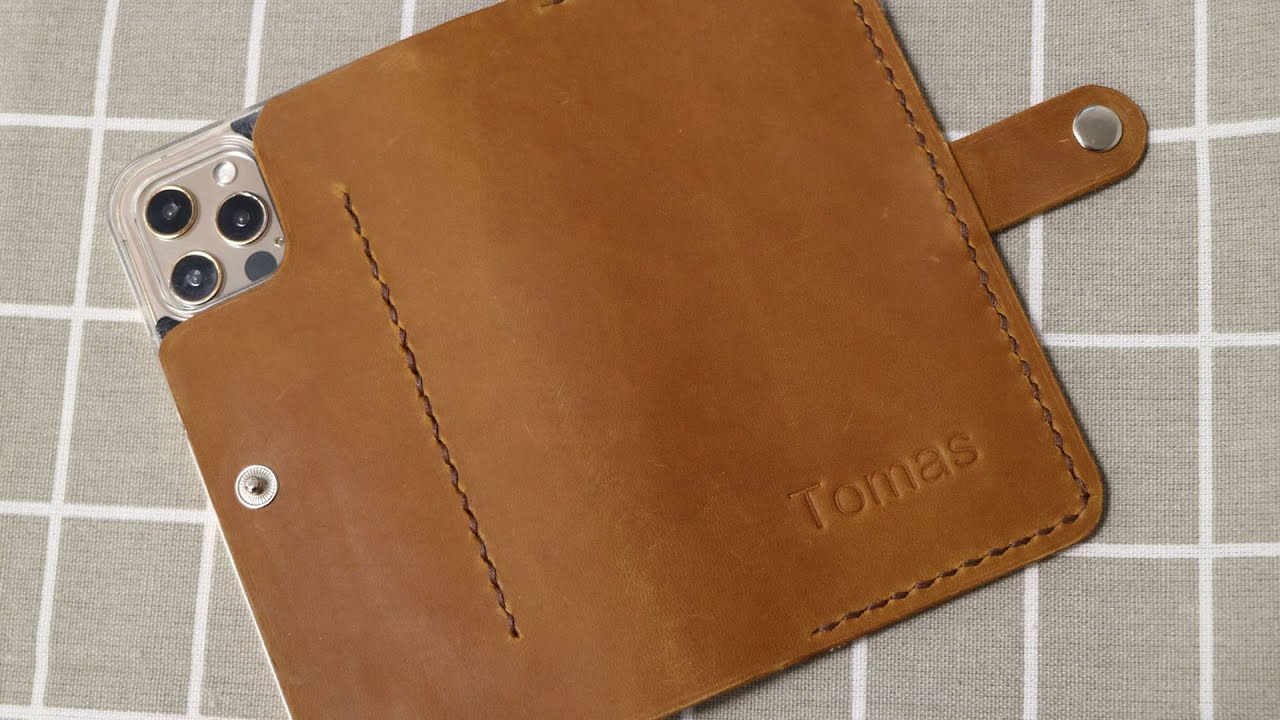 [Leather Craft] Making a leather iPhone wallet case DIY - Free PDF Pattern