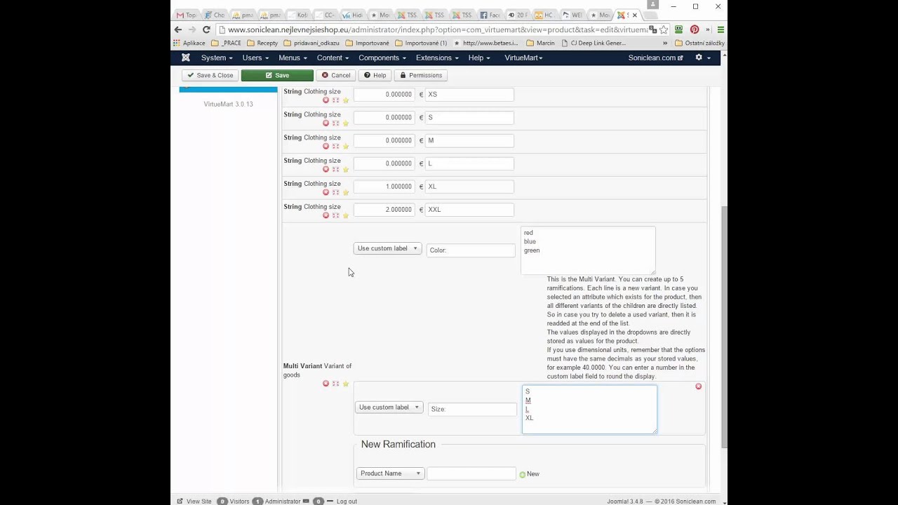 Virtuemart 3: how to use multivariant to sell stockable products with parameters combinations