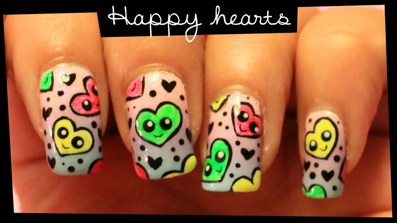 Happy Hearts nail art