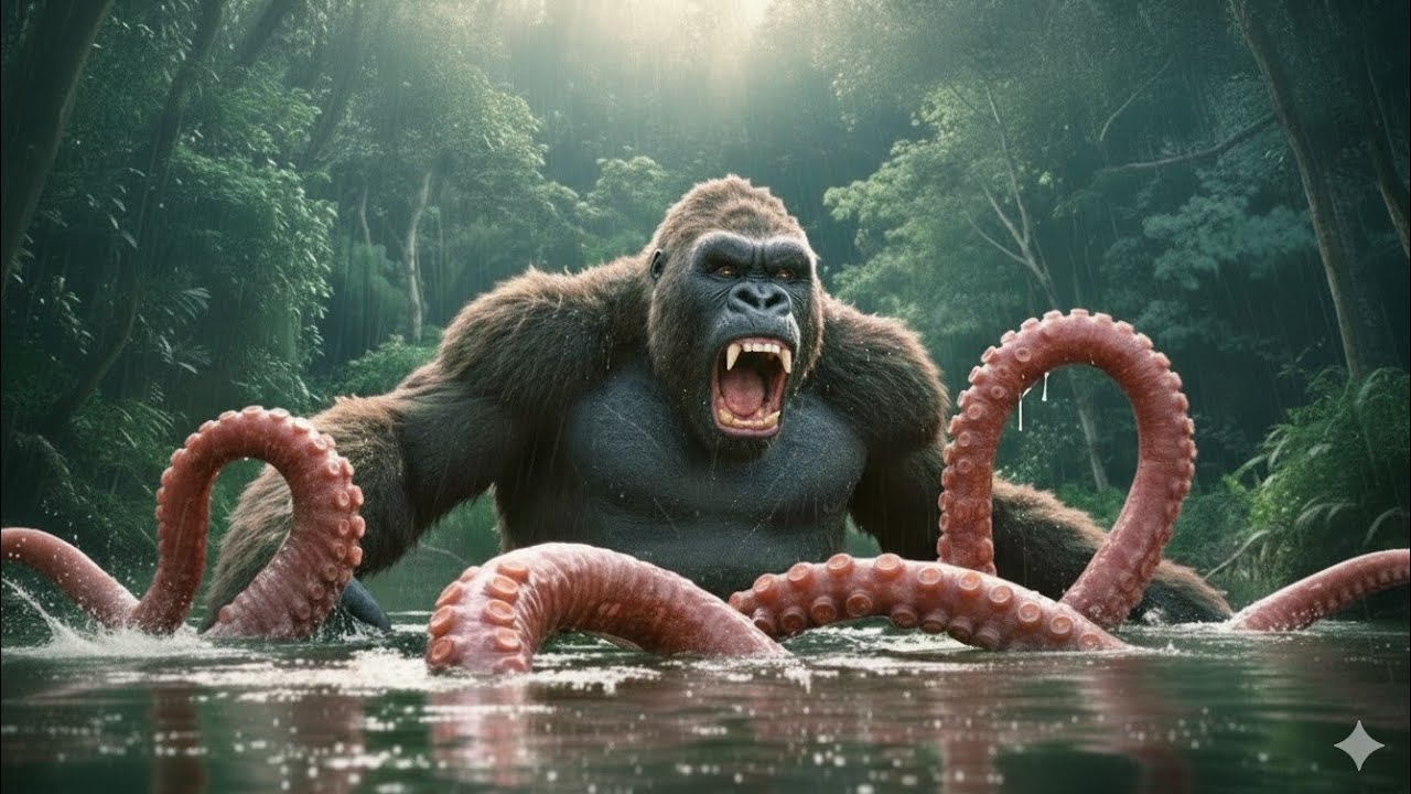 "King Kong vs Giant Octopus Fight Scene: Skull Island".