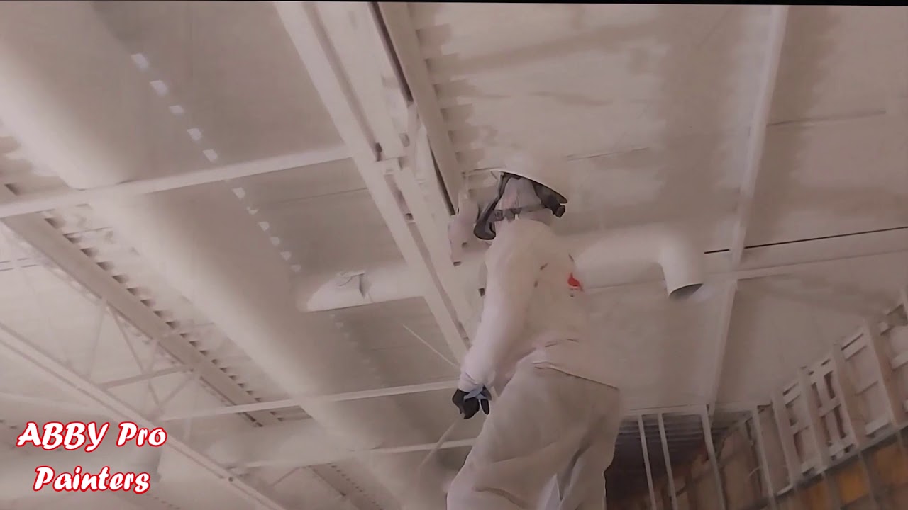 Spraying Ceiling With Dryfall Using A Graco Airless Sprayer