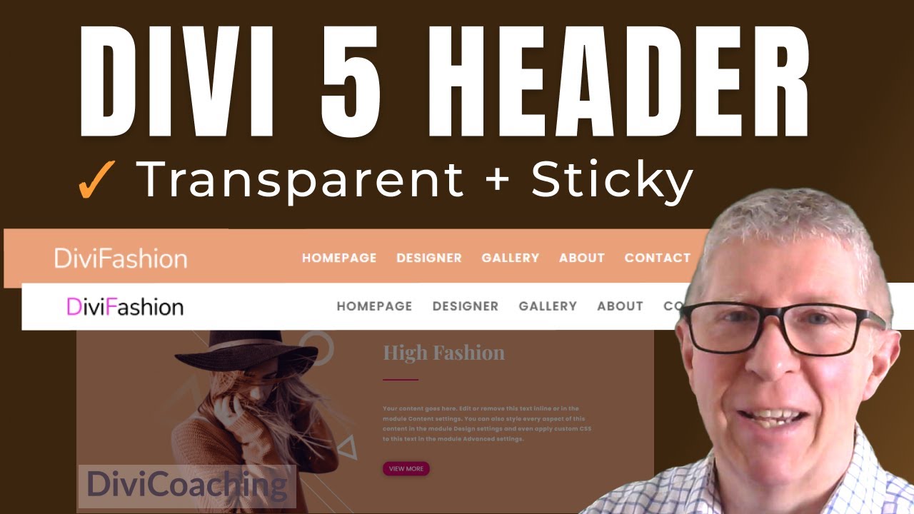 Divi 5 Header Tutorial: Transparent, Sticky & Logo Swap (No CSS)