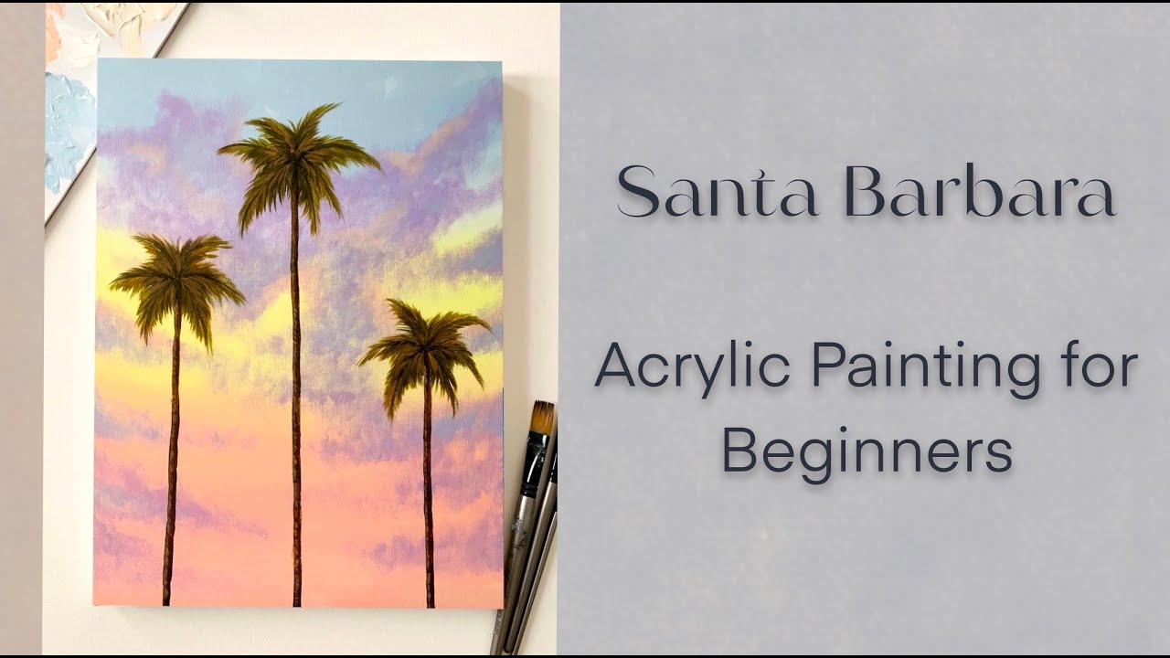 Santa Barbara Palm Trees | Acrylic Painting For Beginners | Timelapse
