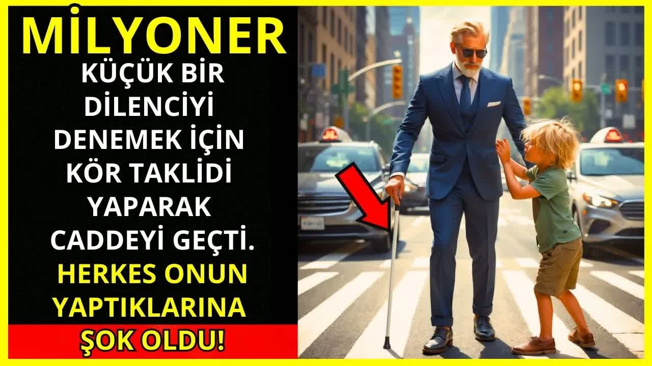 MİLYONER, KÜÇÜK BİR DİLENCİ ÇOCUĞU TEST ETMEK İÇİN KÖR TAKLİDİ YAPIYOR... KARŞIDAN KARŞIYA GEÇERKEN