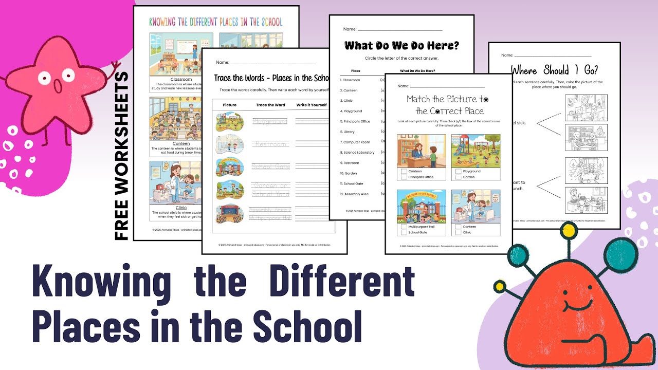Different Places in the School 🏫 | Learn & Guess Game for Kids | Animated Lesson + Short Quiz