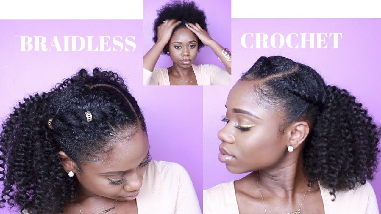 BRAIDLESS CROCHET - FLAT TWIST AND LOW CURLY PUFF || NO CORNROWS !!