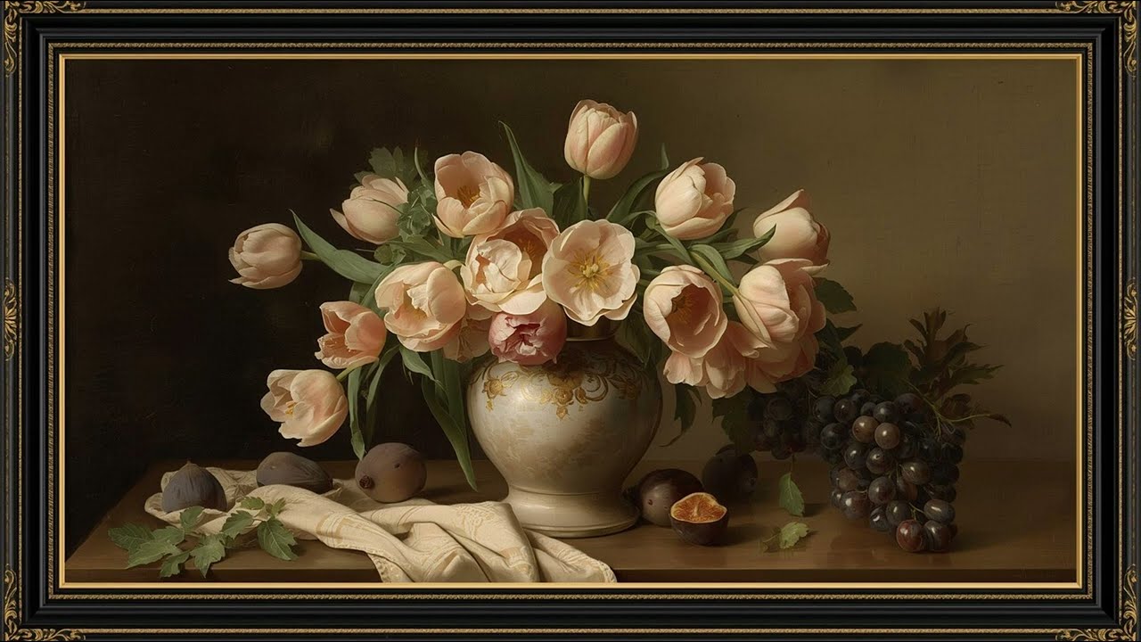 Elegant Tulips Still Life | Calm Spring Floral Aesthetic in 4K