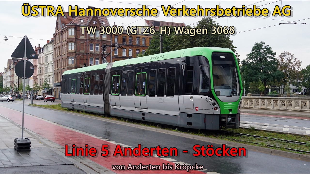 [Sound] Straßenbahn Vossloh/Alstom GTZ6-H (TW 3000) von ÜSTRA - 3068