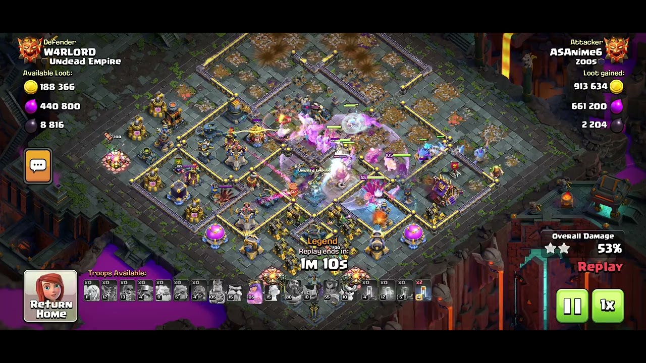 COC. TH18 legend modifier 3 stars attack. Throwers with totems.