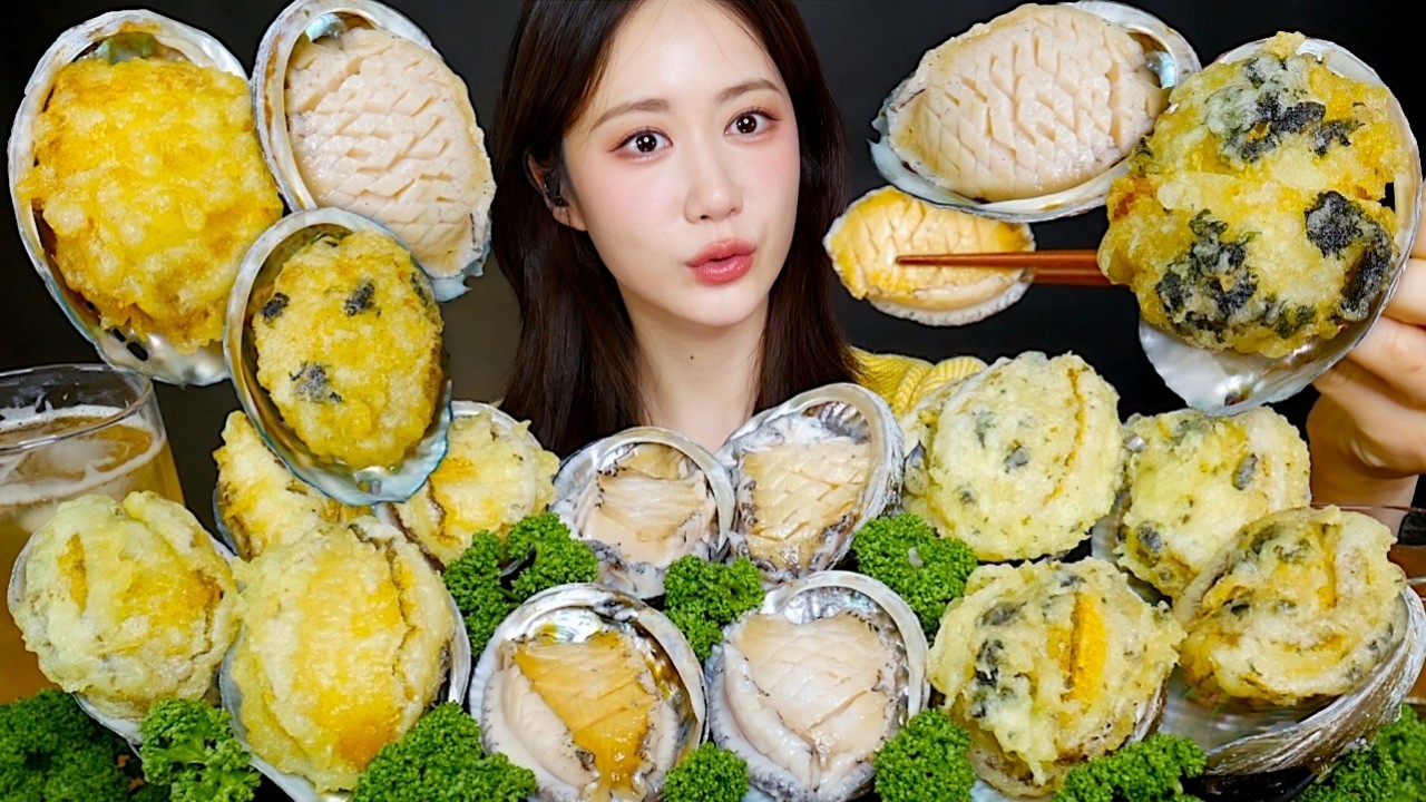 파삭파삭 전복튀김✨전복회 통전복💛전복 먹방😋 Abalone Sashimi + Fried Abalone アワビの刺身 + アワビのフライ | Mukbang ASMR