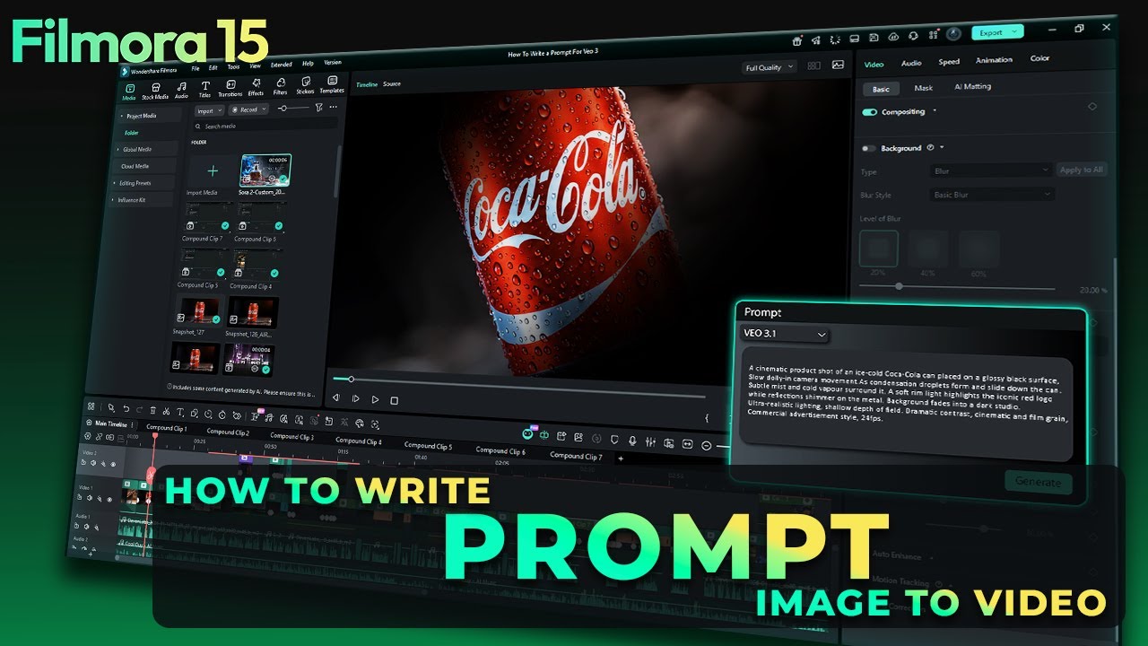 How to Write Perfect Prompts for Veo 3.1 in Filmora 15 (Step-by-Step)