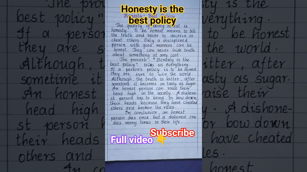 honesty is the best policy #english #handwriting #essay #howtowrite #speech #writemyessay #honesty