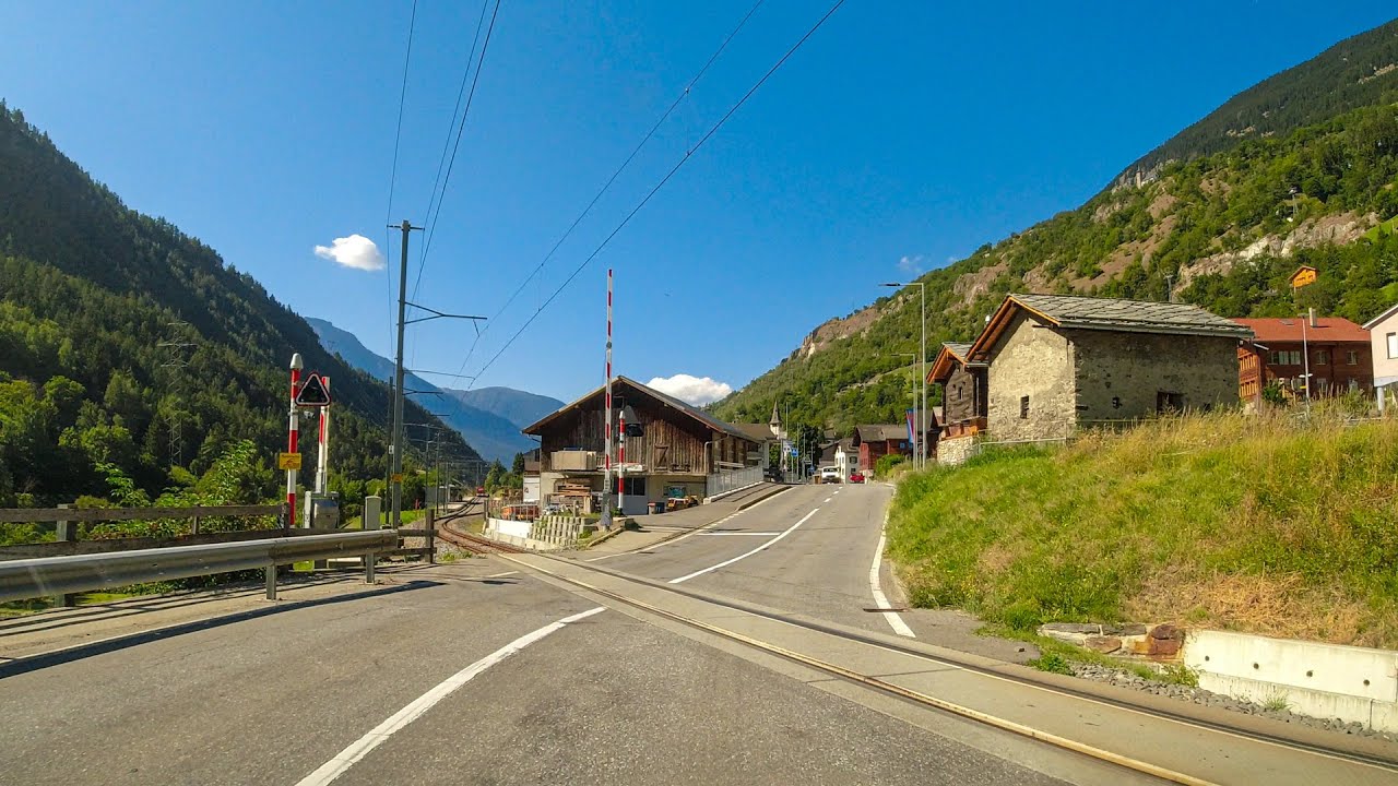 Driving through Goms, Valais, Switzerland | Reckingen – Lax – Bitsch – Brig – Visp [4K]