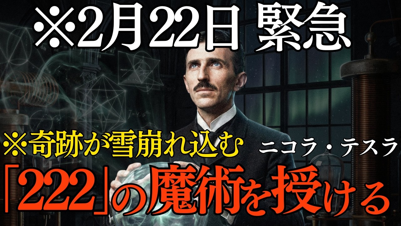 【ニコラ・テスラ】※2月22日、緊急※ 数字が揃う時、宇宙の扉が開く。この動画を見たあなただけに、想像を超えた奇跡が雪崩れ込む「222」の魔術を授けます｜二コラ・テスラ｜周波数｜2月22日｜宇宙の扉｜