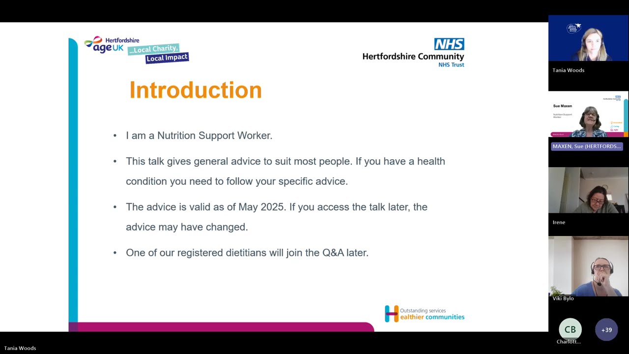 Eating Well for Health & Vitality in Later Life - 1st May 2025